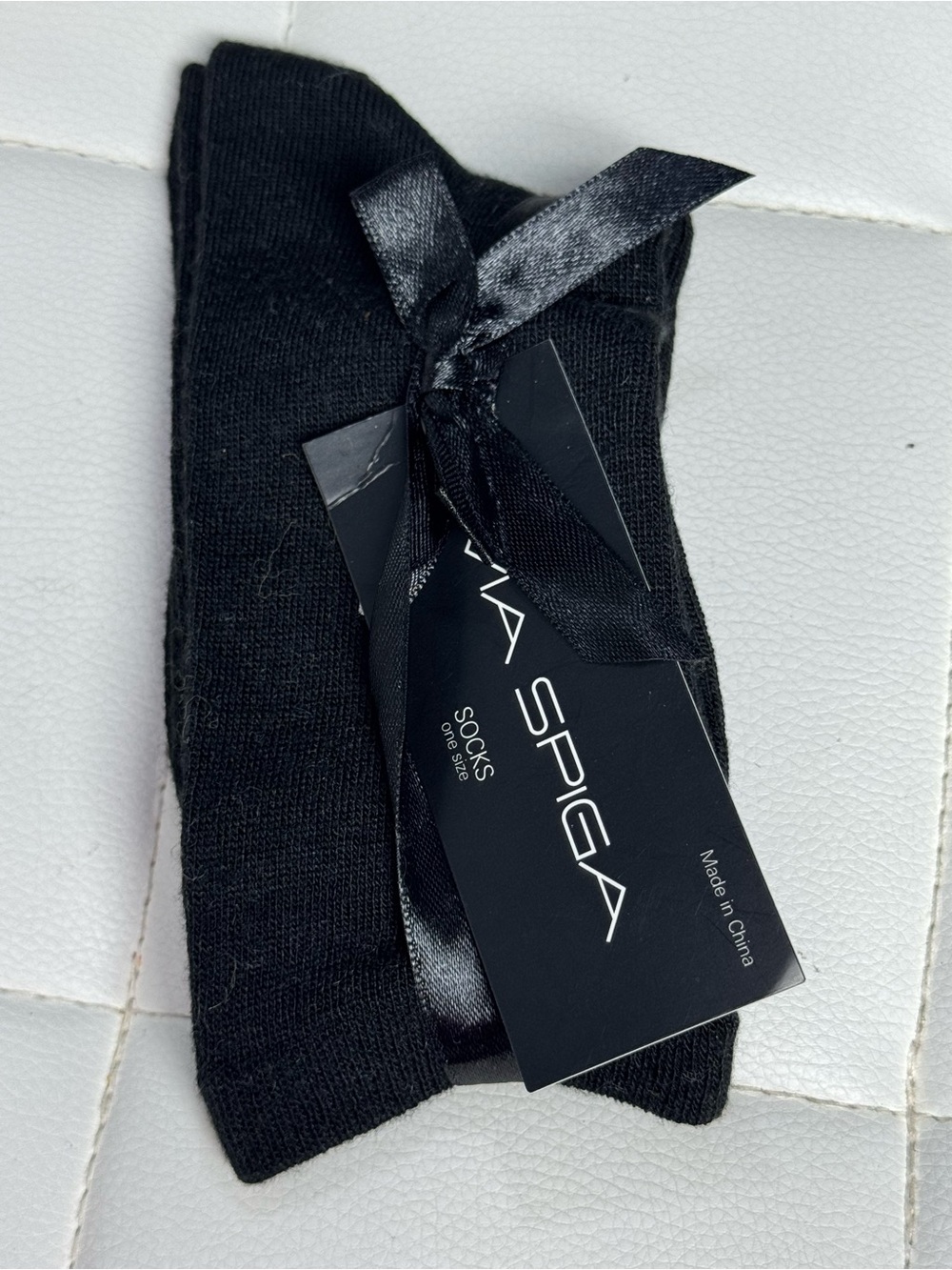 A Spiga Black Socks with Bow